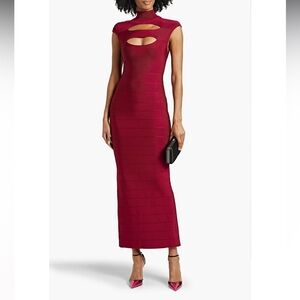HERVE LEGER Icon Cap Sleeve Cut-Out Gown NWT Size S